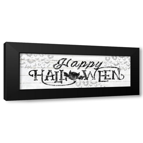 Happy Halloween Bats Black Modern Wood Framed Art Print by Sheena Pike Art