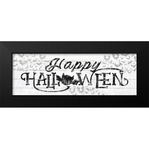 Happy Halloween Bats Black Modern Wood Framed Art Print by Sheena Pike Art