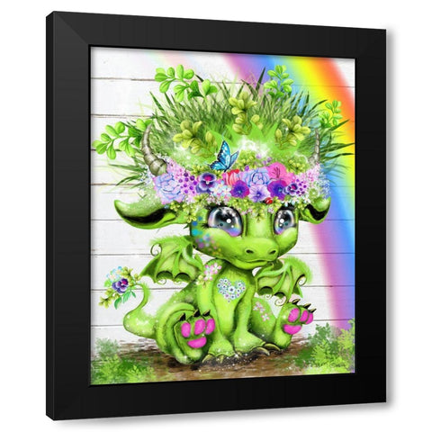 Summer Lil DragonZ Black Modern Wood Framed Art Print by Sheena Pike Art