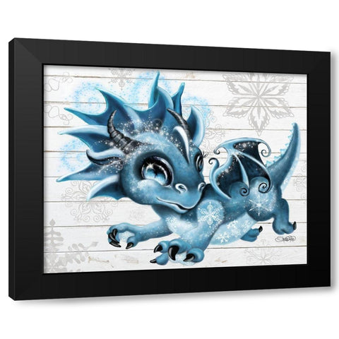 Winter Lil DragonZ Black Modern Wood Framed Art Print with Double Matting by Sheena Pike Art