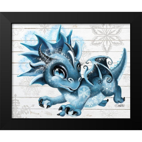 Winter Lil DragonZ Black Modern Wood Framed Art Print by Sheena Pike Art