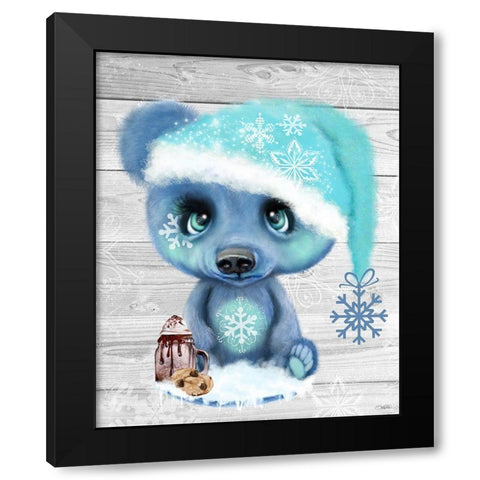 Winter Cocoa Bear Black Modern Wood Framed Art Print with Double Matting by Sheena Pike Art