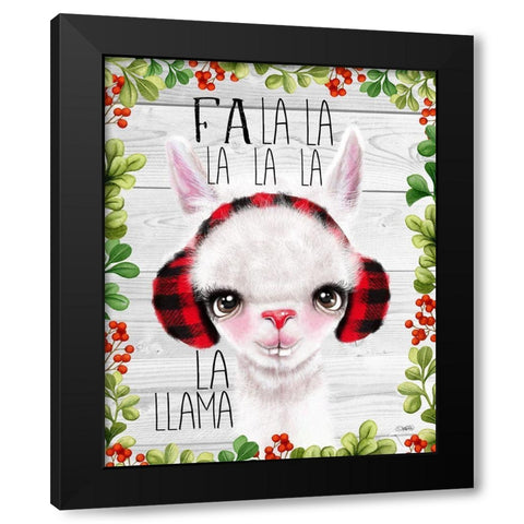 Fa La La Llama Black Modern Wood Framed Art Print with Double Matting by Sheena Pike Art