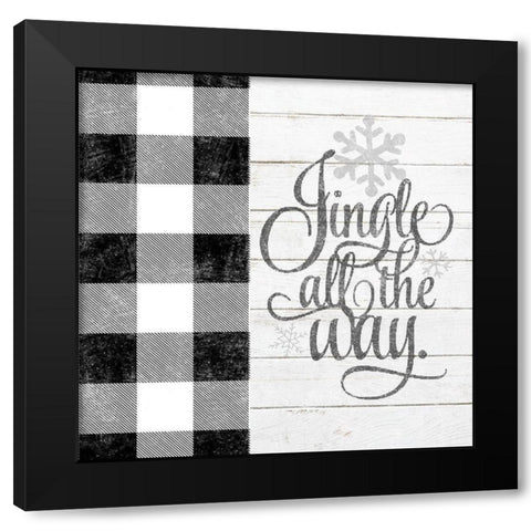 Jingle All The Way Black and White Plaid Black Modern Wood Framed Art Print by Sheena Pike Art