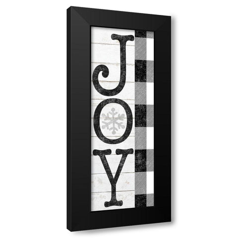 Joy Black and White Plaid Black Modern Wood Framed Art Print with Double Matting by Sheena Pike Art
