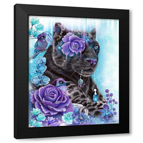 Sapphire Galaxy Jaguar Black Modern Wood Framed Art Print with Double Matting by Sheena Pike Art