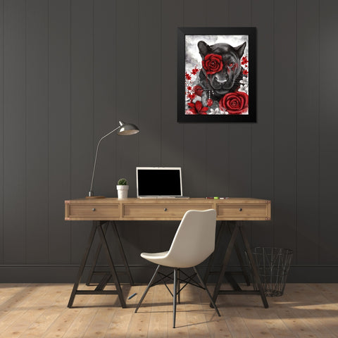 Ruby Rose Panther Black Modern Wood Framed Art Print by Sheena Pike Art
