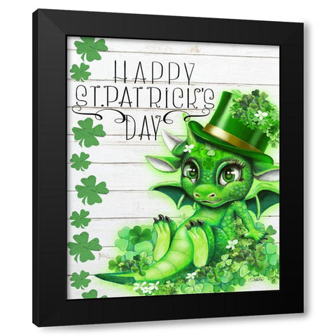 St Patricks Day Lil DragonZ Black Modern Wood Framed Art Print by Sheena Pike Art