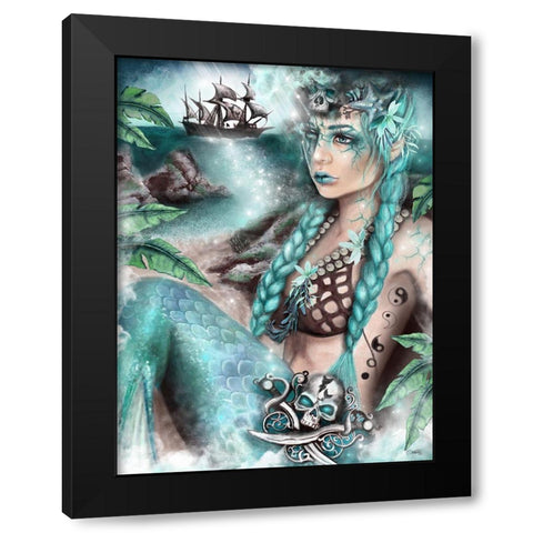 Nightshade - Malevolent Mermaids Black Modern Wood Framed Art Print with Double Matting by Sheena Pike Art