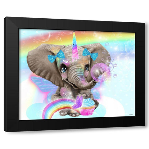 Elephant Corns Love Cupcakes Black Modern Wood Framed Art Print with Double Matting by Sheena Pike Art