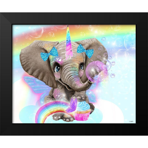 Elephant Corns Love Cupcakes Black Modern Wood Framed Art Print by Sheena Pike Art