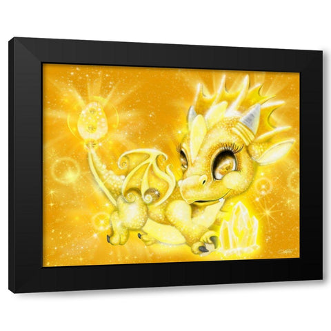 November - Yellow Topaz - Birthstone Lil Dragonz Black Modern Wood Framed Art Print with Double Matting by Sheena Pike Art