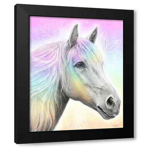 Pastel Dream Horse Black Modern Wood Framed Art Print with Double Matting by Sheena Pike Art