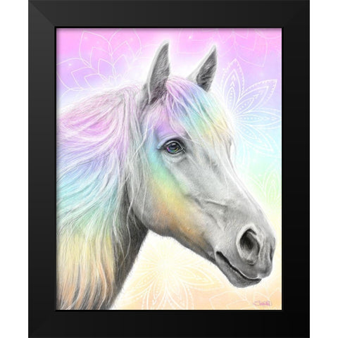 Pastel Dream Horse Black Modern Wood Framed Art Print by Sheena Pike Art