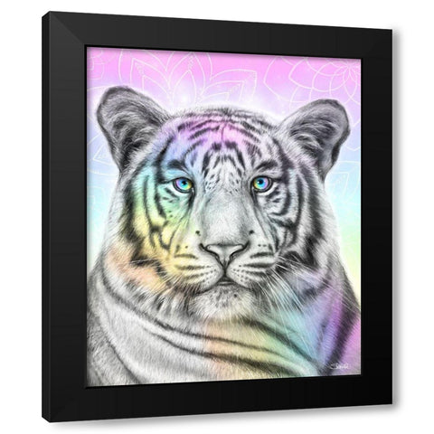 Pastel Dream Tiger Black Modern Wood Framed Art Print by Sheena Pike Art