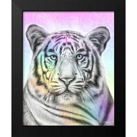 Pastel Dream Tiger Black Modern Wood Framed Art Print by Sheena Pike Art
