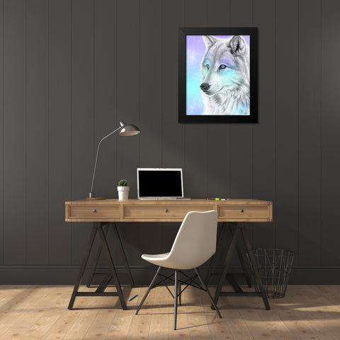 Pastel Dream Wolf Black Modern Wood Framed Art Print by Sheena Pike Art