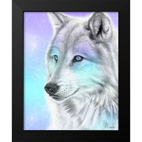 Pastel Dream Wolf Black Modern Wood Framed Art Print by Sheena Pike Art