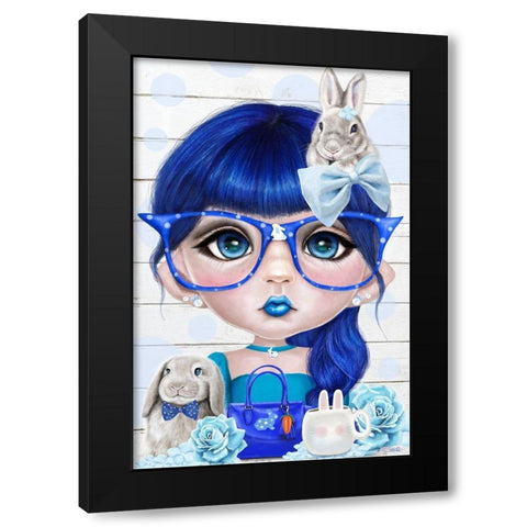 Bunny Loving Bethany Black Modern Wood Framed Art Print by Sheena Pike Art
