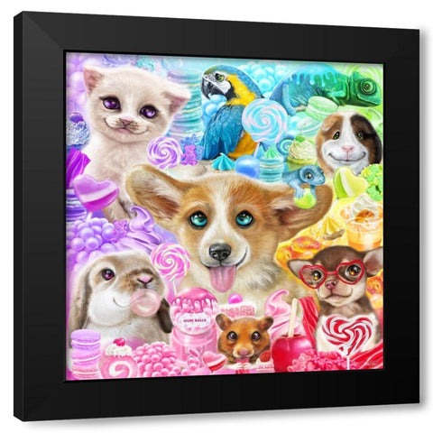 Confectionery Cuties Black Modern Wood Framed Art Print by Sheena Pike Art