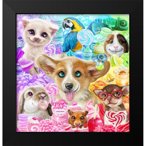 Confectionery Cuties Black Modern Wood Framed Art Print by Sheena Pike Art