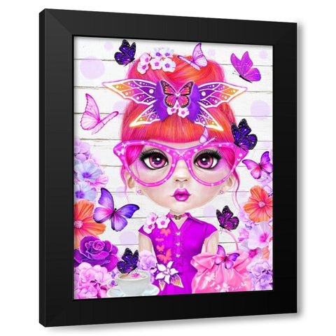 Butterfly Collector Brielle - Munchkinz Black Modern Wood Framed Art Print by Sheena Pike Art