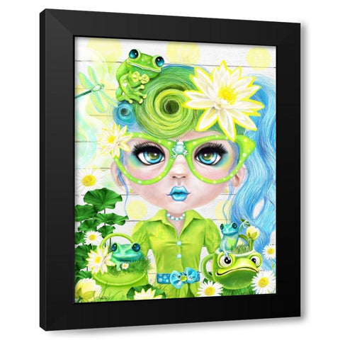 Frog Loving Felecia - Munchkinz Black Modern Wood Framed Art Print by Sheena Pike Art