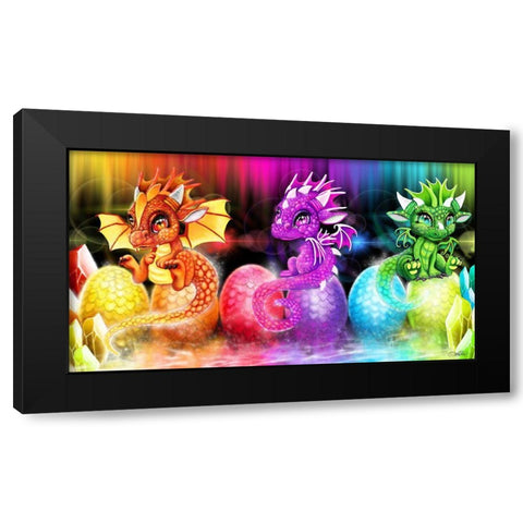 Lil Dragonz Spectrum Black Modern Wood Framed Art Print by Sheena Pike Art