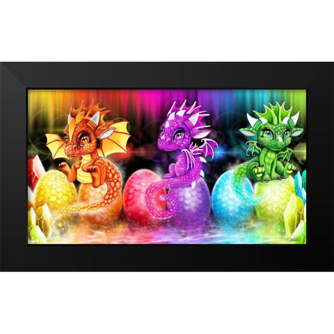Lil Dragonz Spectrum Black Modern Wood Framed Art Print by Sheena Pike Art