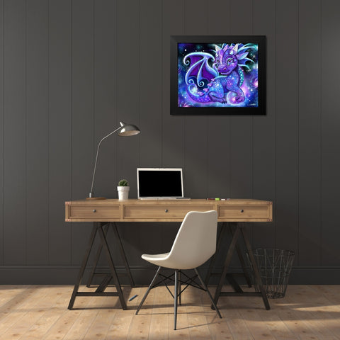 Galaxy Lil Dragonz Black Modern Wood Framed Art Print by Sheena Pike Art