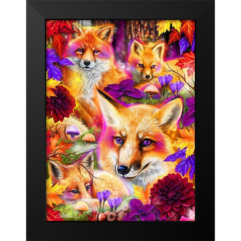 Day Dream Red Fox Black Modern Wood Framed Art Print by Sheena Pike Art