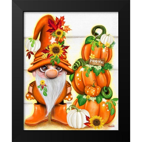 Pumpkins for Sale Lil Gnomez Black Modern Wood Framed Art Print by Sheena Pike Art