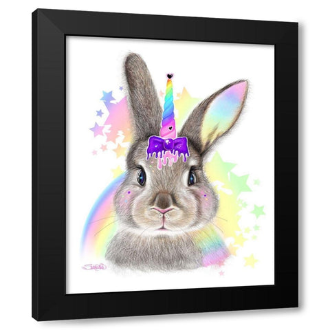 BunnyCorn Black Modern Wood Framed Art Print by Sheena Pike Art