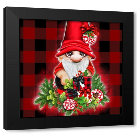 Christmas Cutie Gnome Black Modern Wood Framed Art Print by Sheena Pike Art