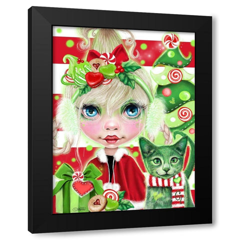 Christmas Cindy Black Modern Wood Framed Art Print with Double Matting by Sheena Pike Art