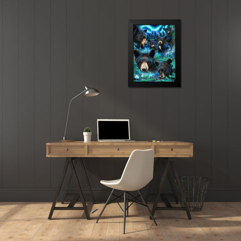 Daydream Moonlit Black Bears Black Modern Wood Framed Art Print by Sheena Pike Art