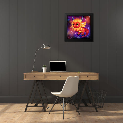 Zodiac Lil Dragonz Leo Black Modern Wood Framed Art Print by Sheena Pike Art