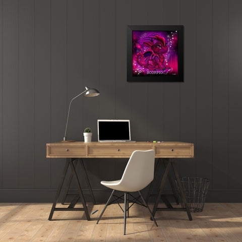 Zodiac Lil Dragonz Scorpio Black Modern Wood Framed Art Print by Sheena Pike Art