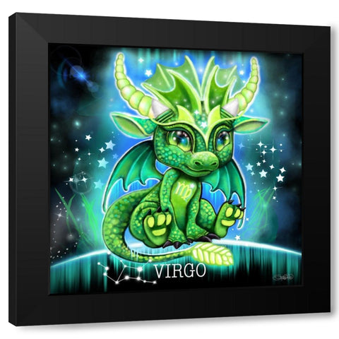 Zodiac Lil Dragonz Virgo Black Modern Wood Framed Art Print by Sheena Pike Art