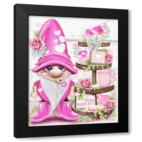Lil Gnomez Pink Valentine Black Modern Wood Framed Art Print by Sheena Pike Art
