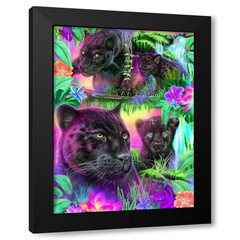 Daydream Panthers Black Modern Wood Framed Art Print by Sheena Pike Art