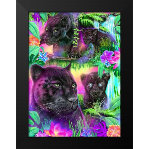 Daydream Panthers Black Modern Wood Framed Art Print by Sheena Pike Art
