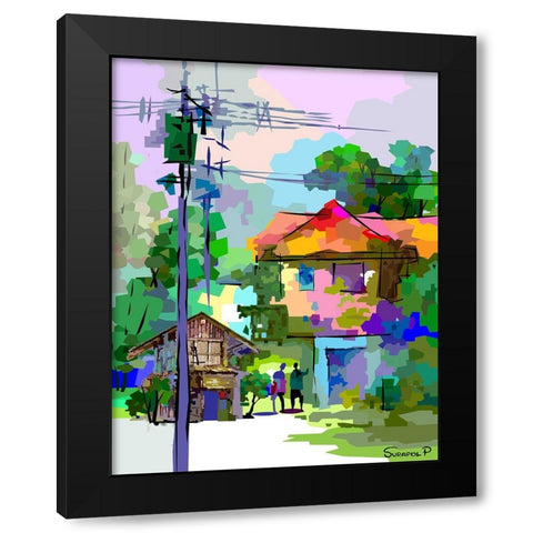 Country House Black Modern Wood Framed Art Print with Double Matting by Pansanit, Surapol