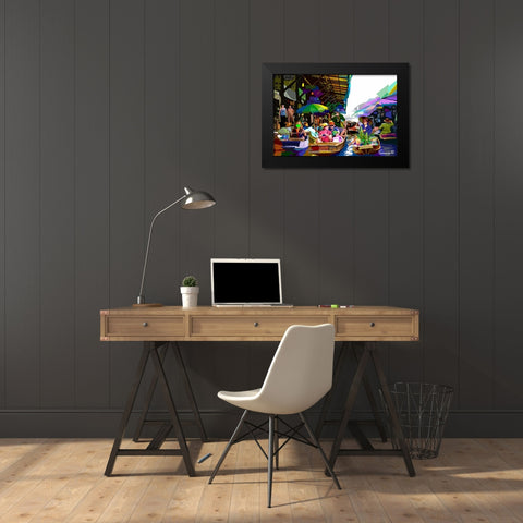 Floting Martket Black Modern Wood Framed Art Print by Pansanit, Surapol