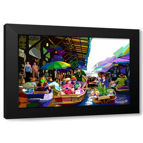 Floting Martket Black Modern Wood Framed Art Print with Double Matting by Pansanit, Surapol