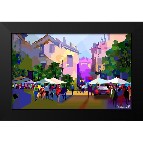 Our Home Black Modern Wood Framed Art Print by Pansanit, Surapol