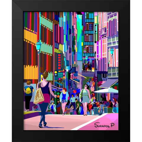 Street Fashion Black Modern Wood Framed Art Print by Pansanit, Surapol