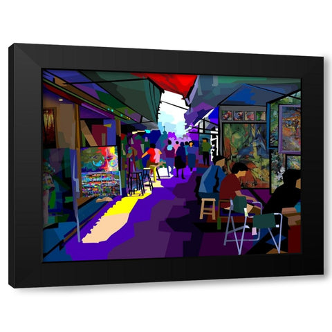 City Corner Art Black Modern Wood Framed Art Print with Double Matting by Pansanit, Surapol