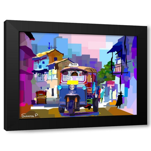 Tricycle Black Modern Wood Framed Art Print with Double Matting by Pansanit, Surapol