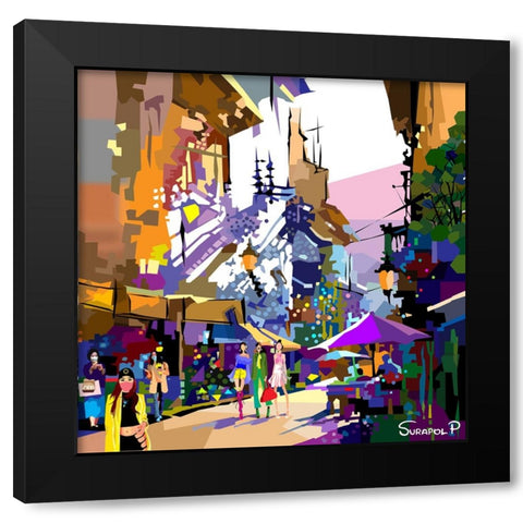 Urban Community Black Modern Wood Framed Art Print by Pansanit, Surapol